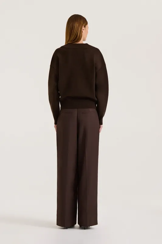 Espresso Oversized V-Neck Knit Jumper
