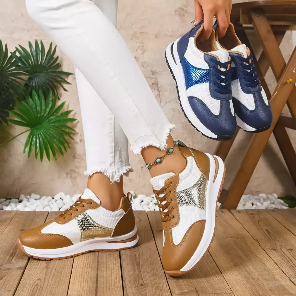 Versatile Round Toe Lace-Up Sneakers