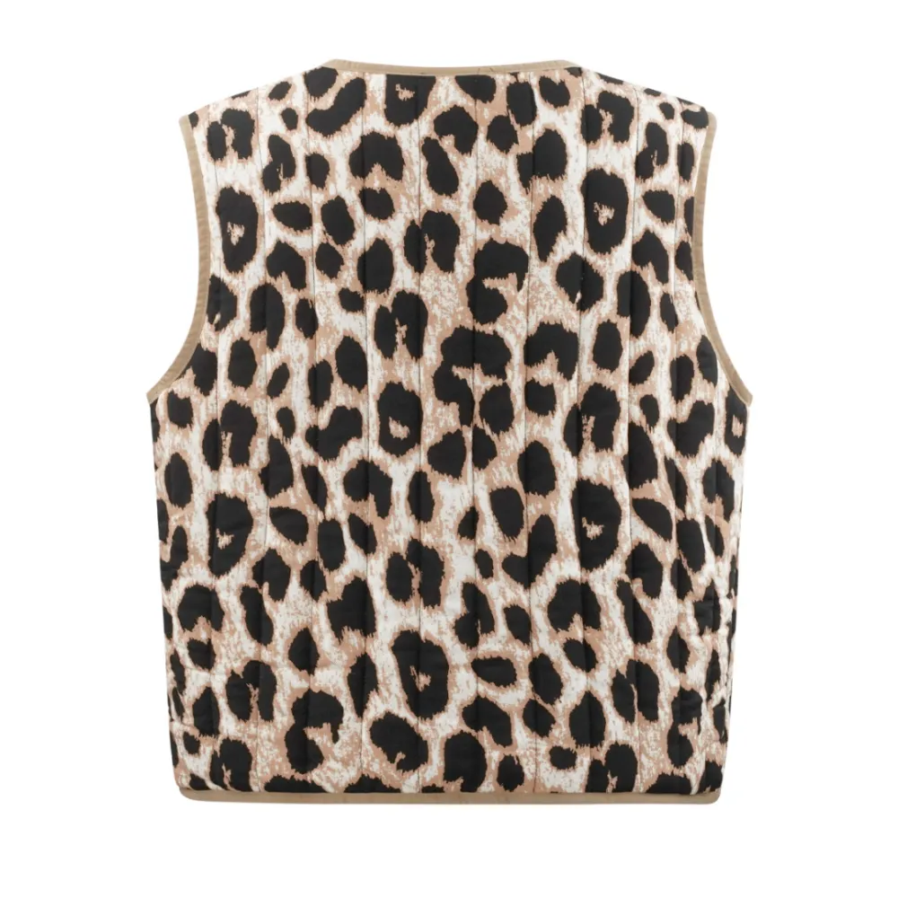 Leopard Print Tie Front Vest