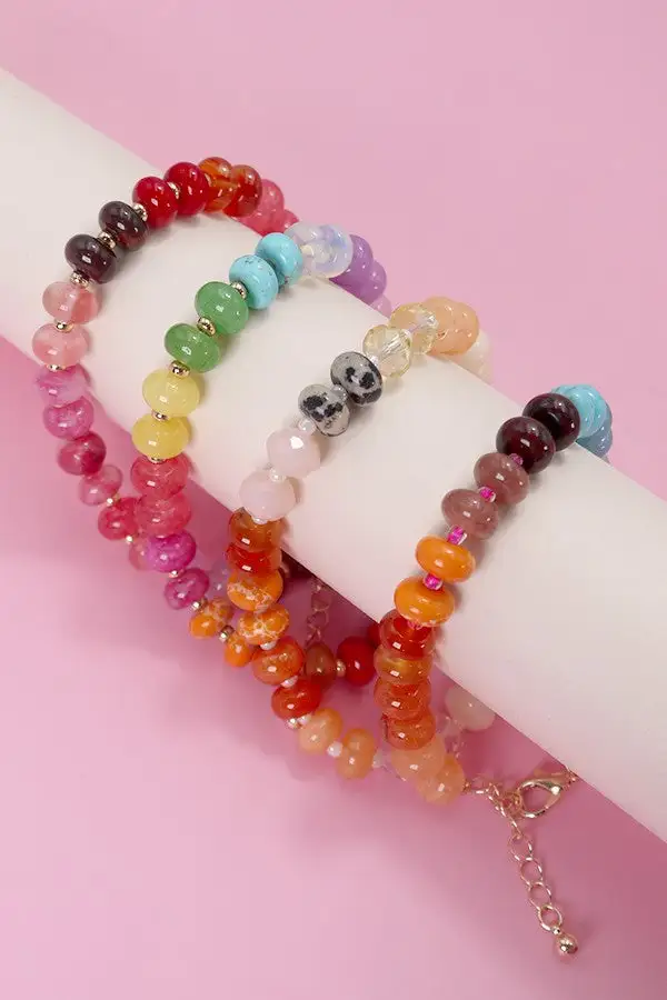 Agate Glass Bead Bracelet