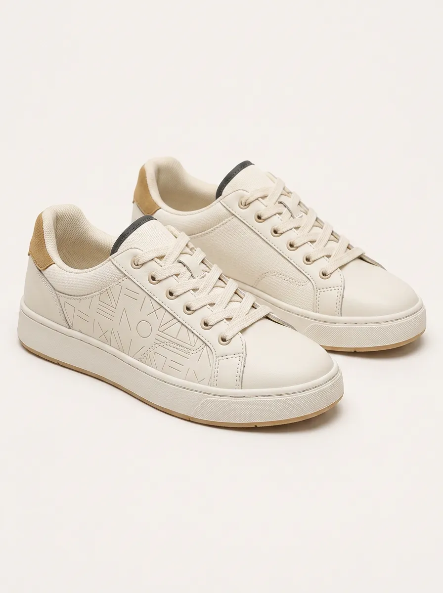 Men's Distinctive Geometric Pattern Embossed Patterned Graphic Skate Shoes