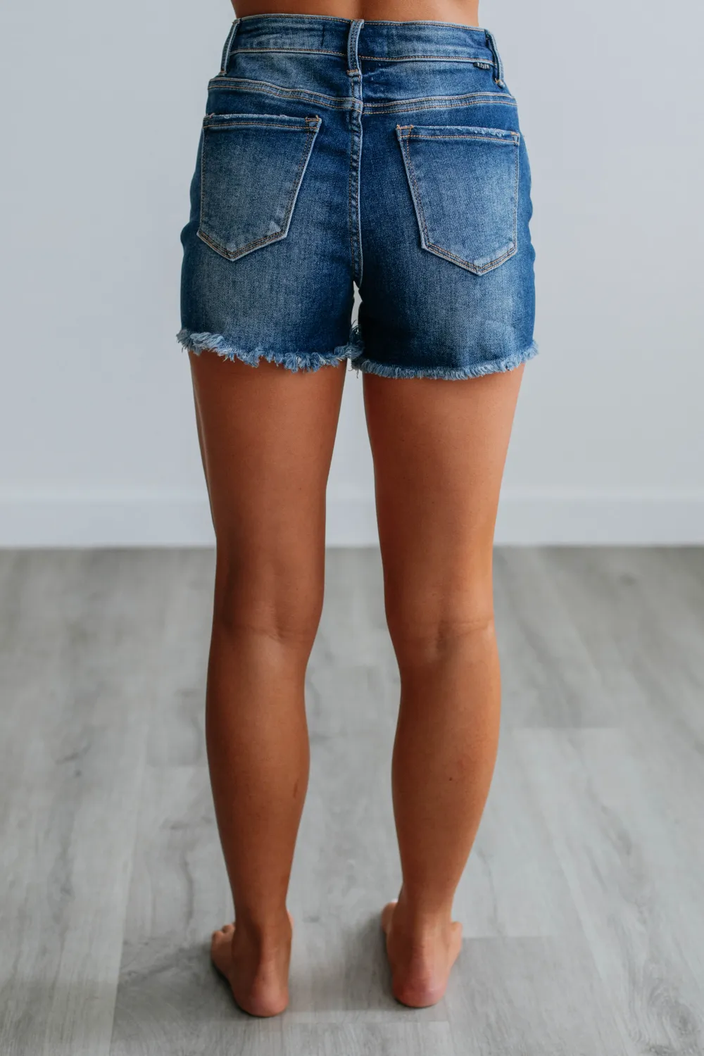 Distressed High Rise Denim Shorts
