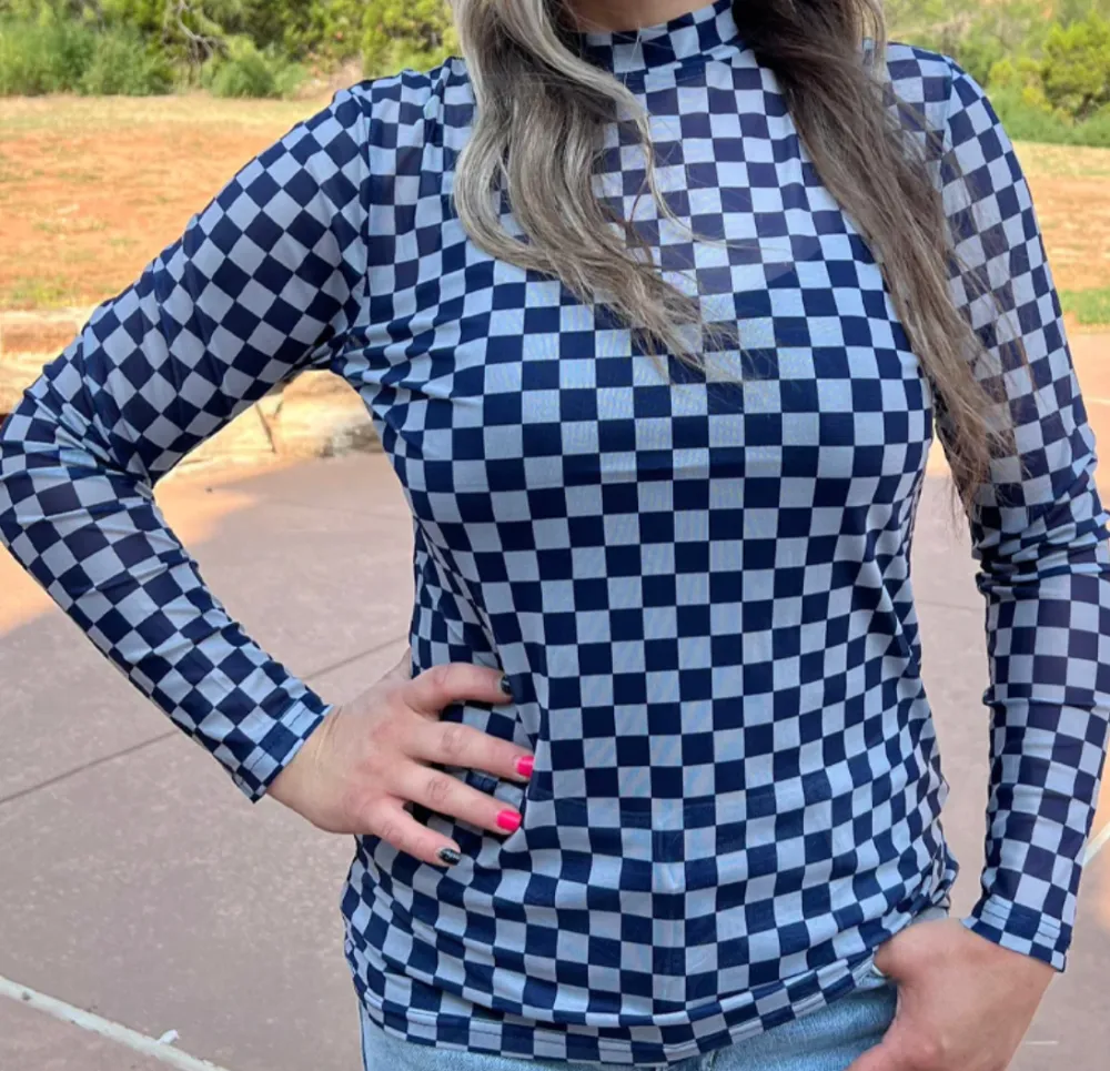 Polished Checkered Mesh Top