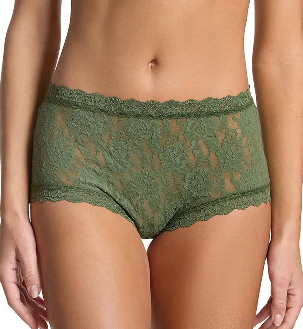 High-Waist Lace Cotton Boyshort Panty