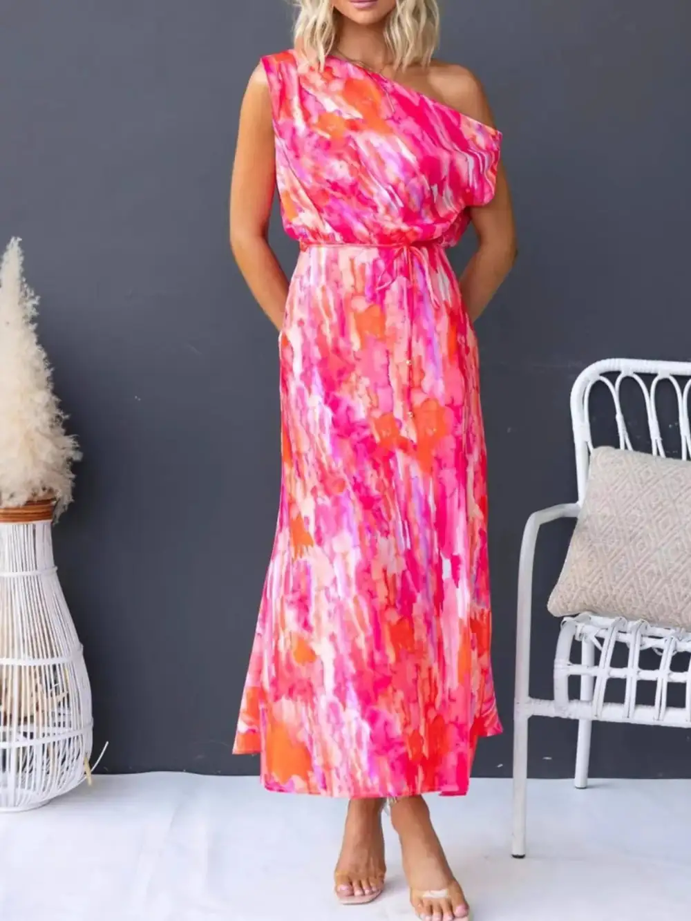 Easy Fit Printed Slit Dress