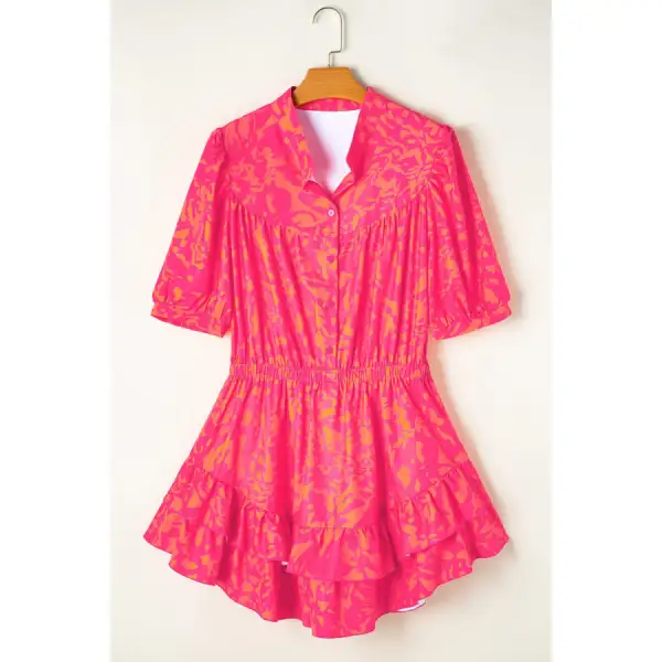 Half Button Half Sleeve Mini Dress