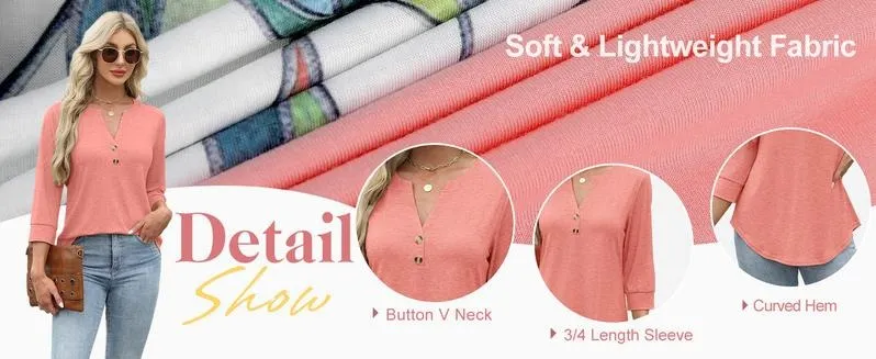 Womens Tops 3/4 Sleeve Heley Shirts