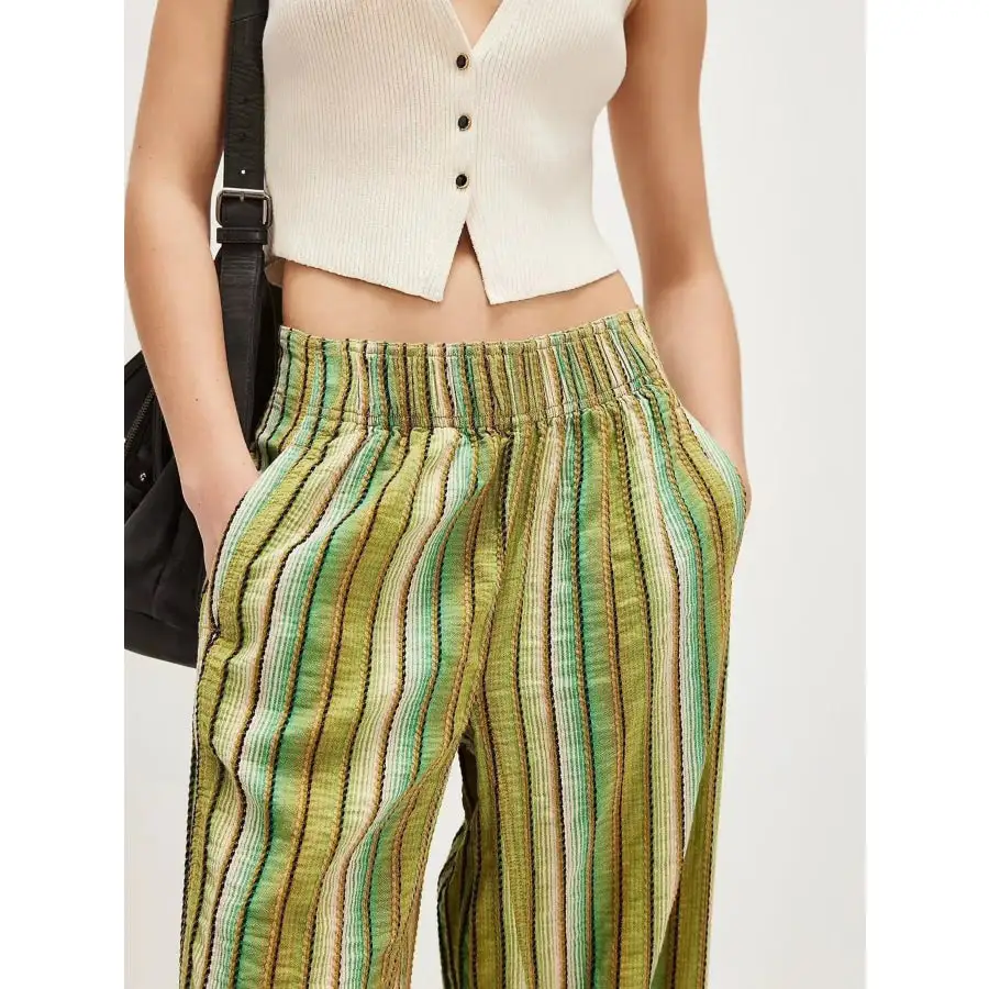 Casual Striped Wide Leg Pants