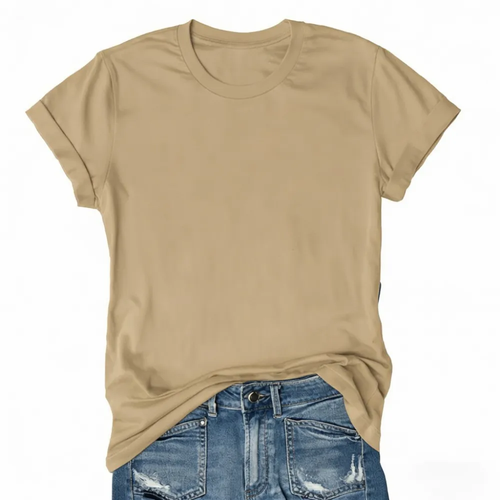 🔥 Women's Solid Color Crew Neck T-Shirt | Casual Loose Fit Basic Tee