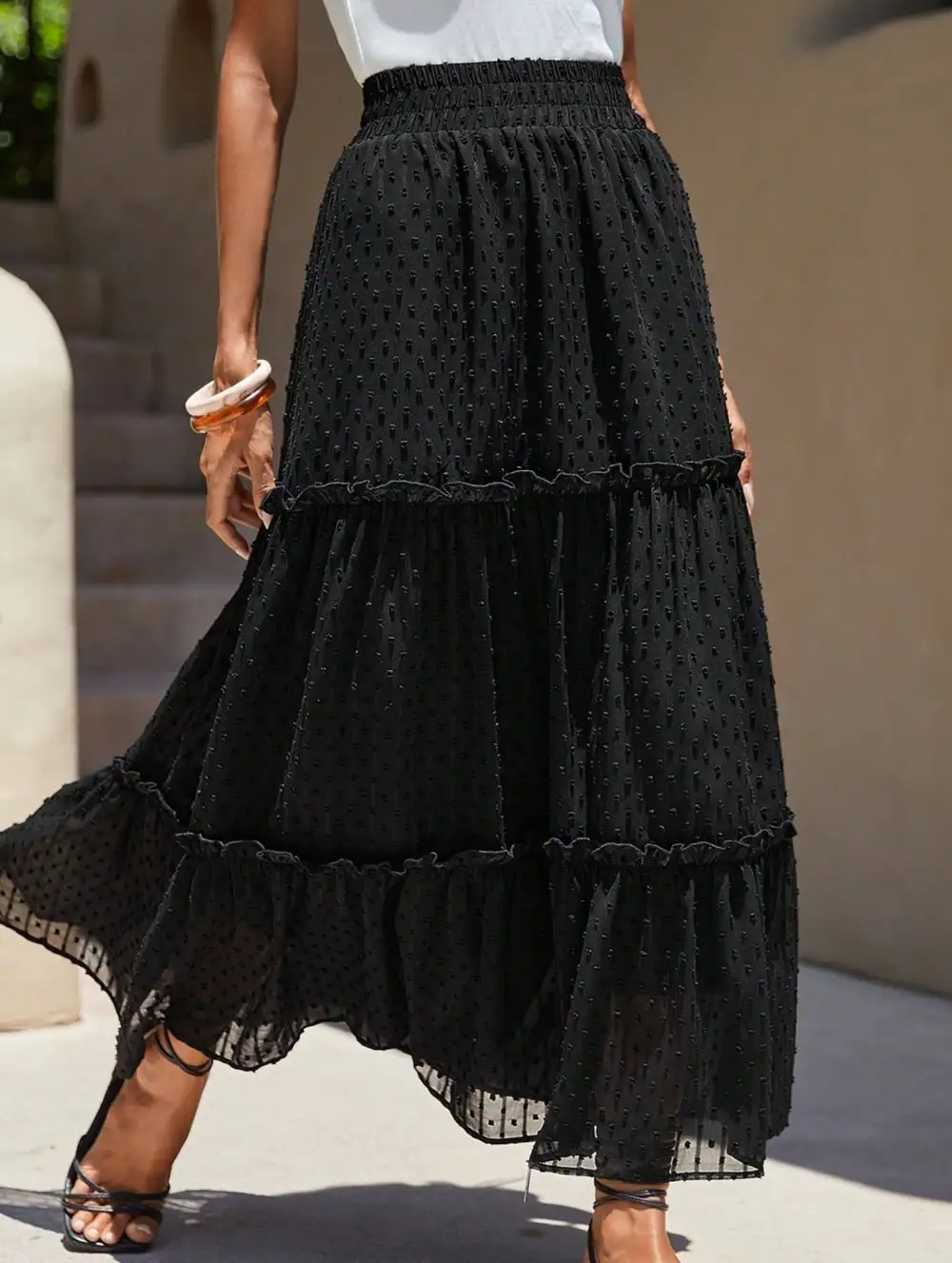Lace High Waist Maxi Skirt