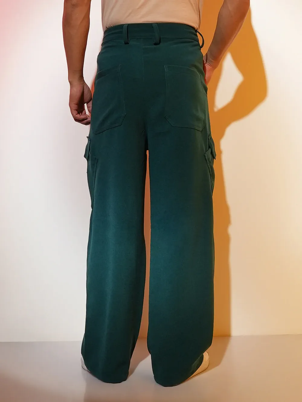 Green Mid-Rise Parachute Trousers