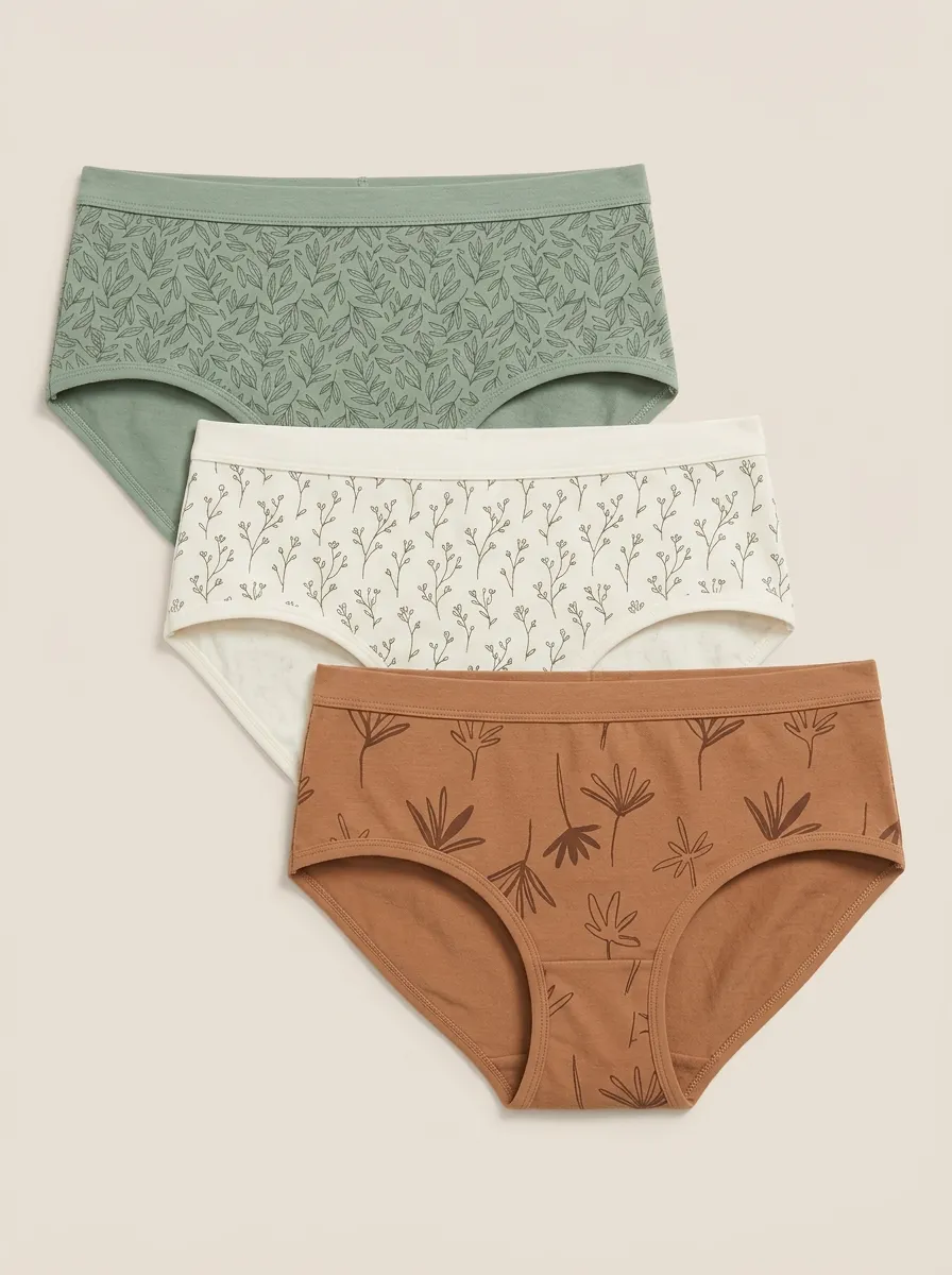 Botanical Leaf-Pattern Brief Set