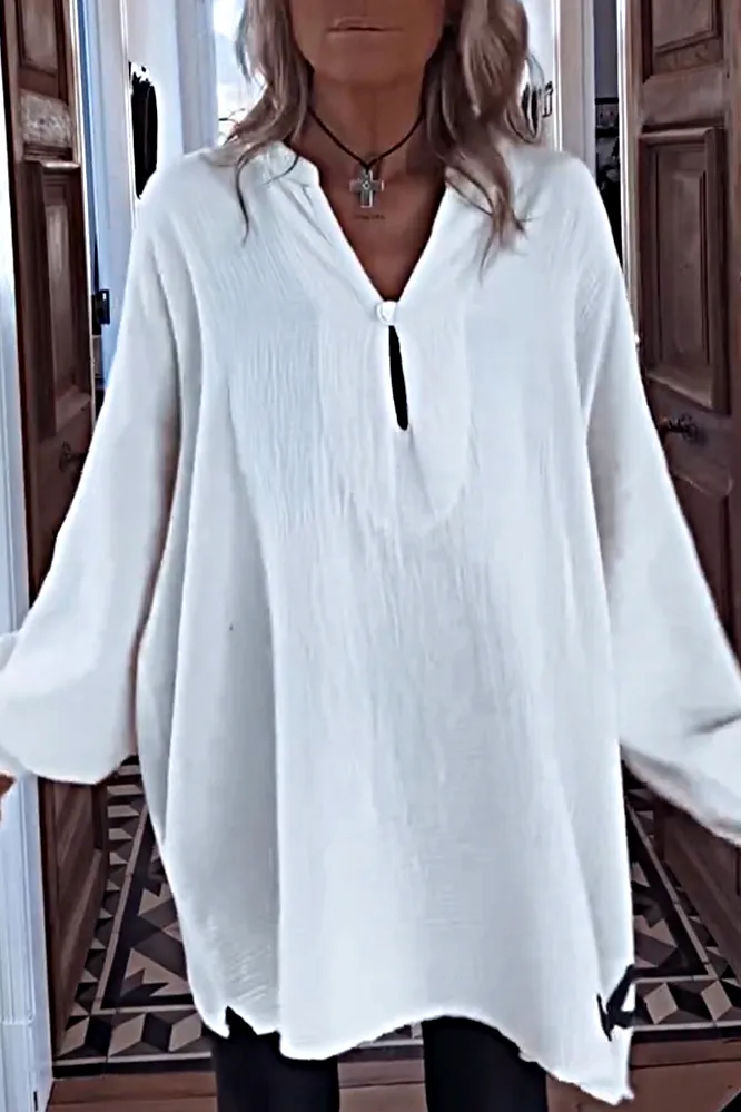 9PACK-Women'S Letter Cotton And Linen Casual Long-Sleeved Top