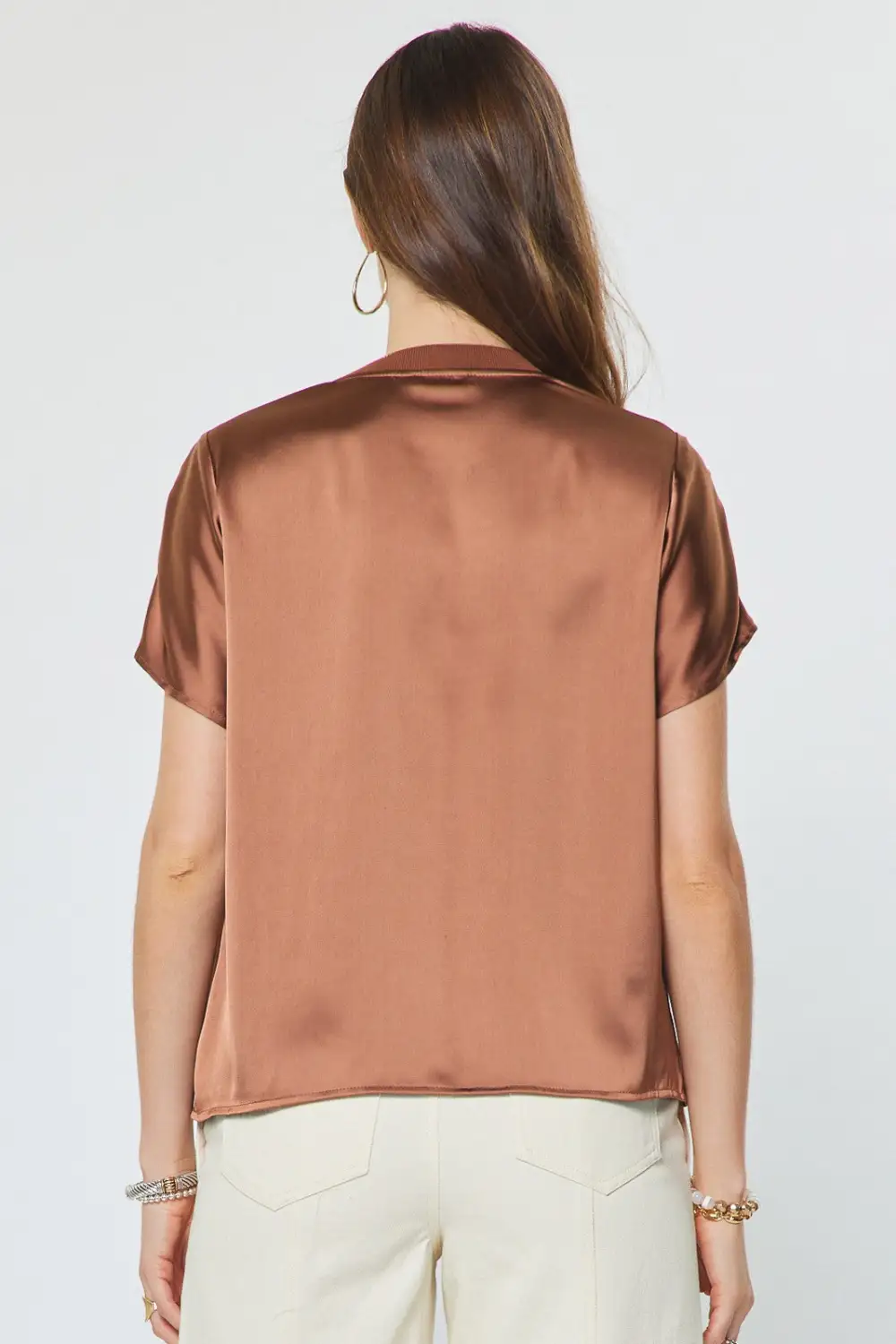 Relaxed Contrast Hem Silk Top