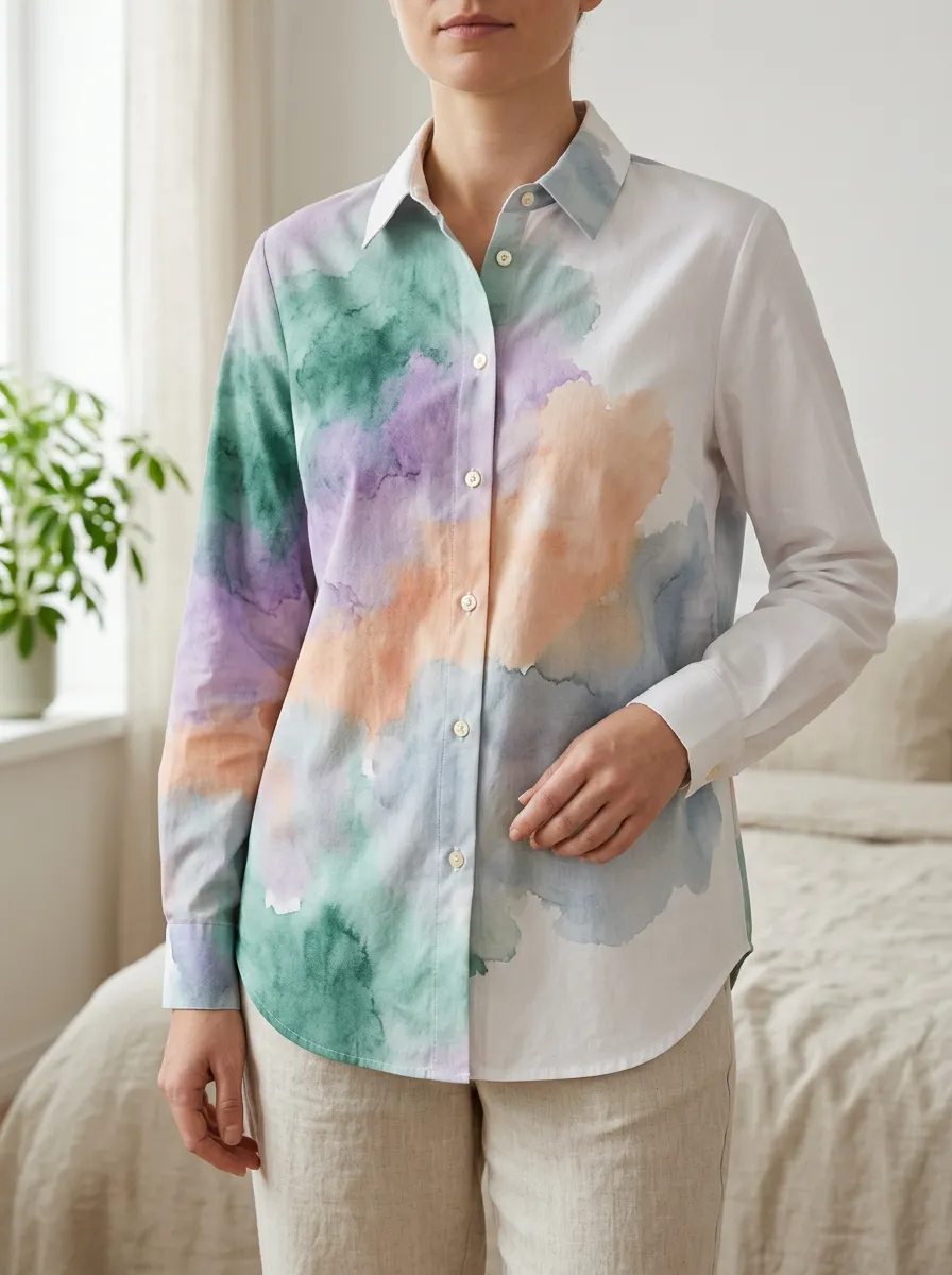 Women's Artful Abstract Art Watercolor Shirt