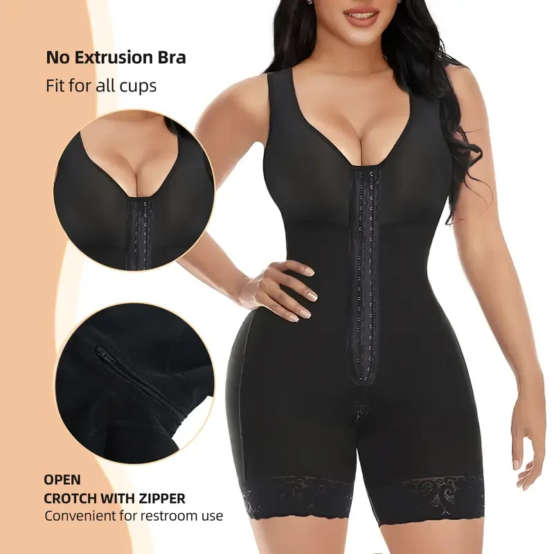 Women's Tummy Control Full Shapewear Butt Lifter with Zipper Crotch