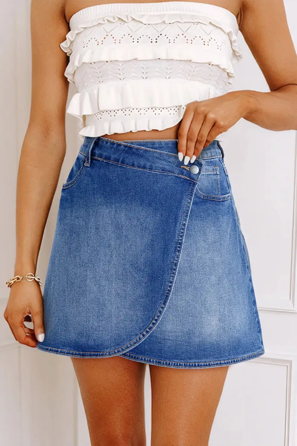 Loose Wrap Denim Skirt