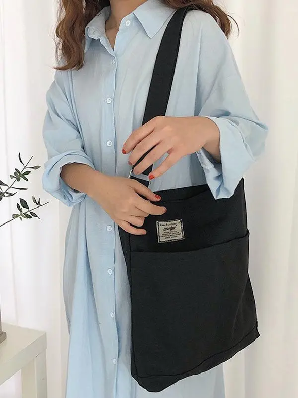 Canvas Zip-Top Shoulder Bag