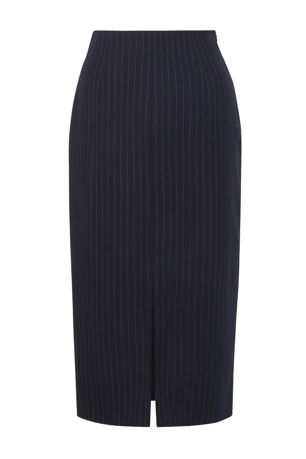 Pinstripe Split Hem Midi Skirt