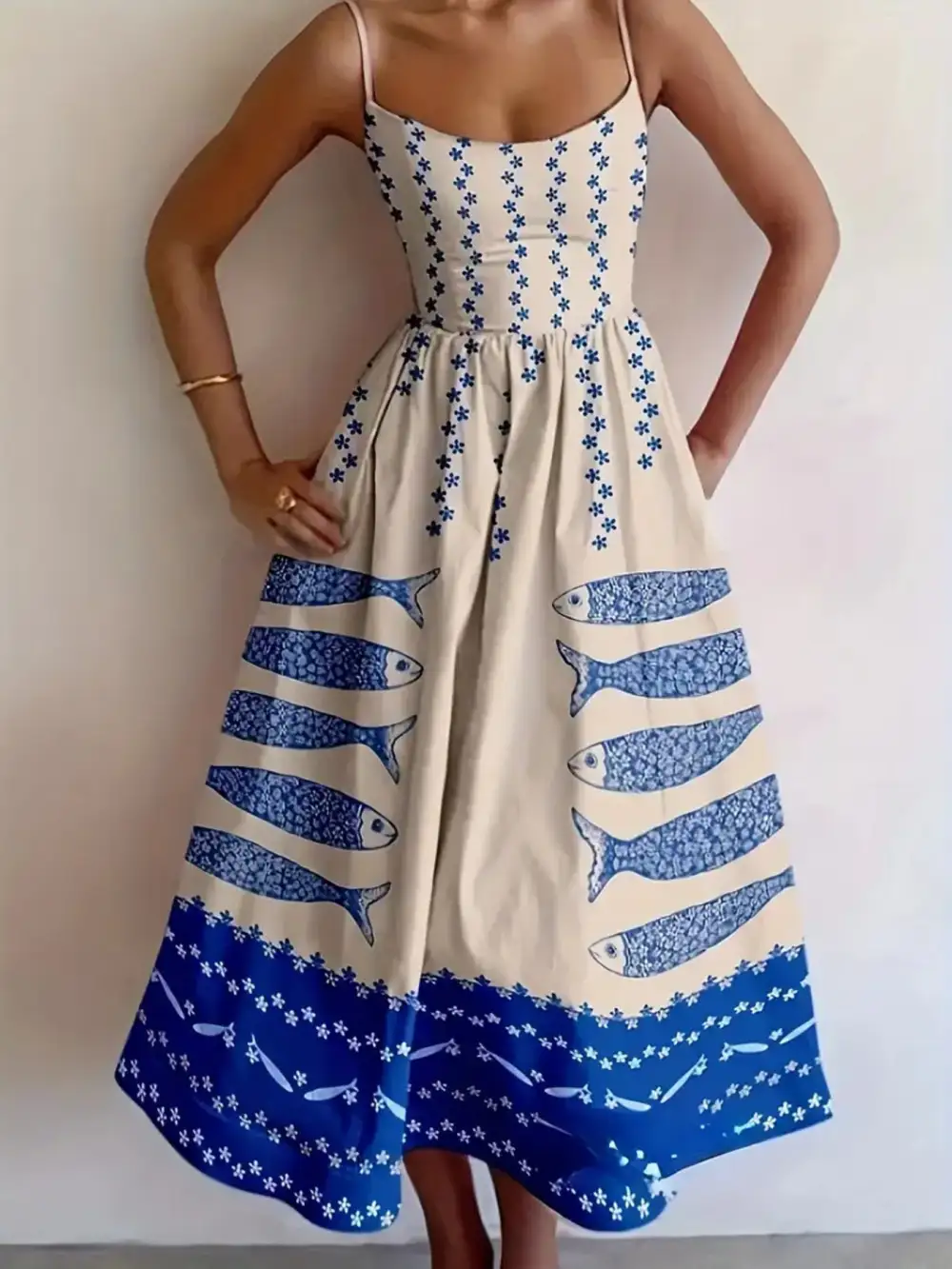 Sardine Spaghetti Strap Midi Dress