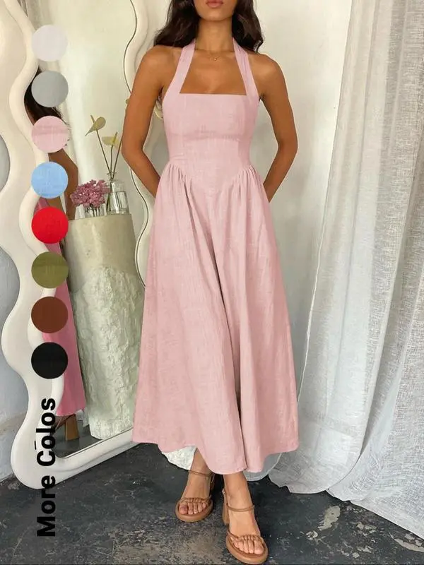 4PACK-Solid Color Sleeveless Dress