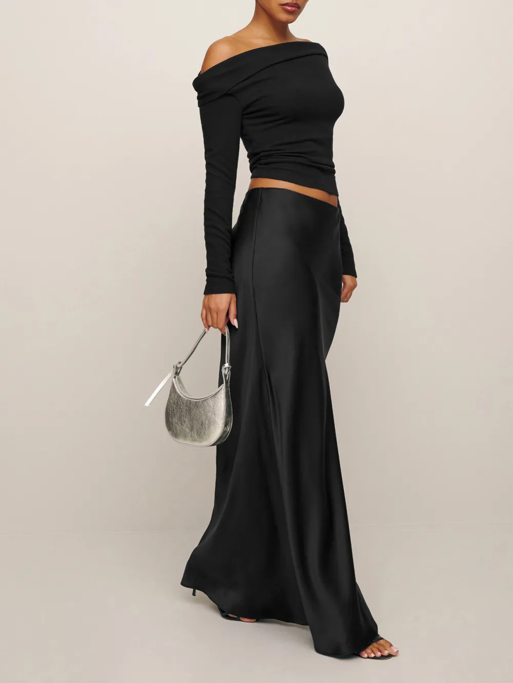 Off Shoulder Long Sleeve Knit Top