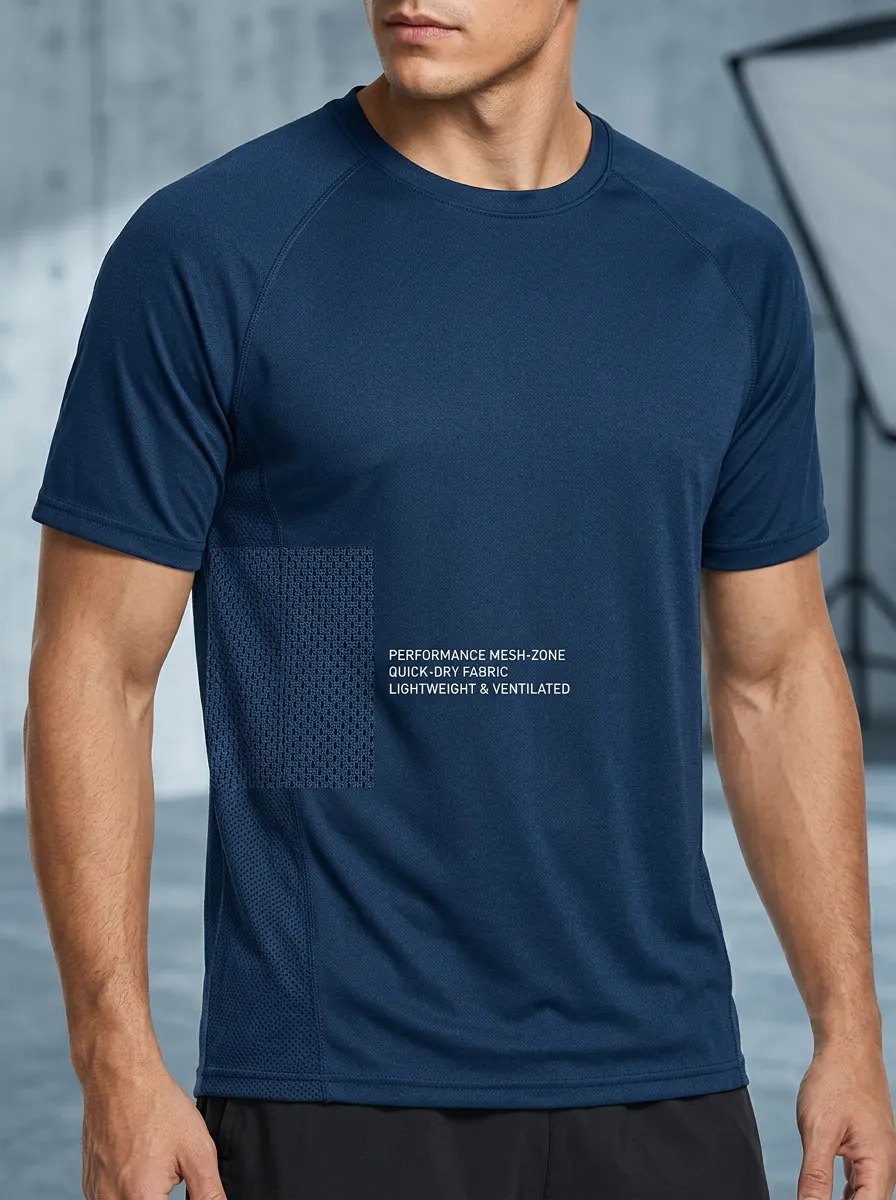 Men's Athletic Sports Quick-Dry Mesh Printed T-Shirt