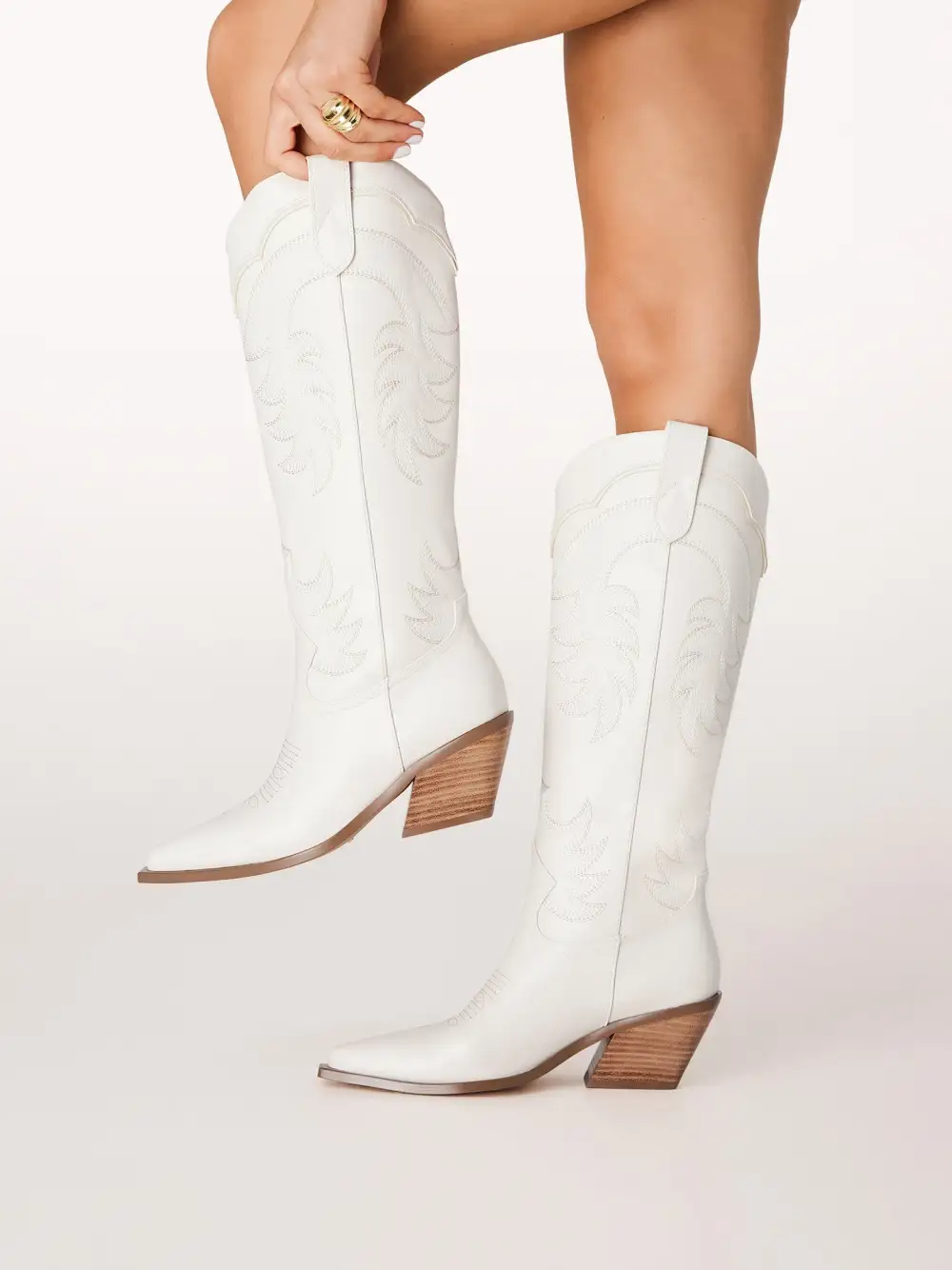 Western Cowboy Pointed-Toe Knee-High Boots