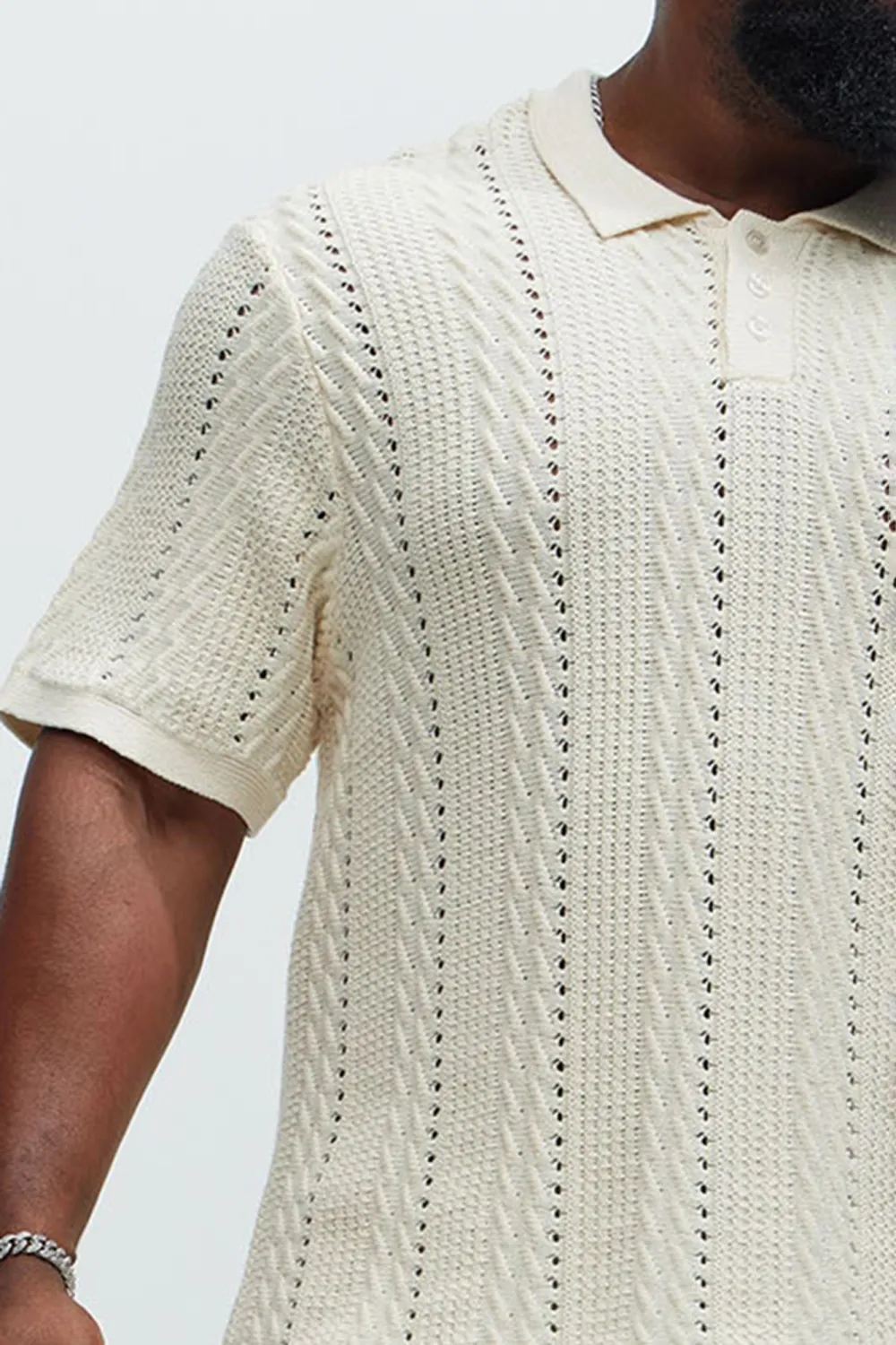 Boho Fold Down Collar Knitted Polo