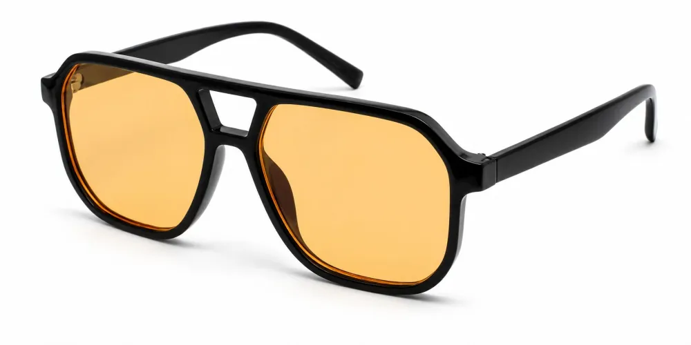 Brow Bar Square Aviator Plastic Sunglasses