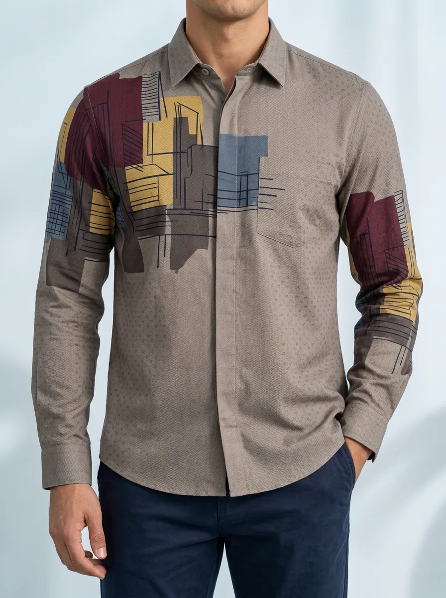 Men's Geometric and Abstract Casual Printed Shirt