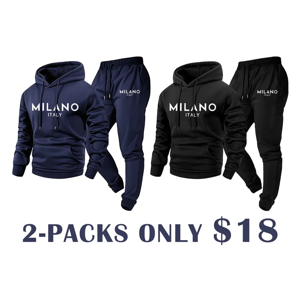 🔥WAREHOUSE SALE-Men's Milano Print Hoodie and Sweatpants Set | Casual Tracksuit for Indoor & Outdoor