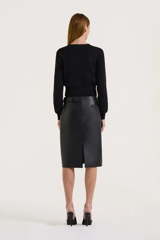 Black Cropped Button Front Cardigan