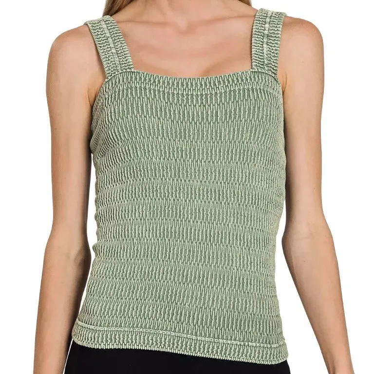 Modern Seamless Winkle Stone Washed Tank Top