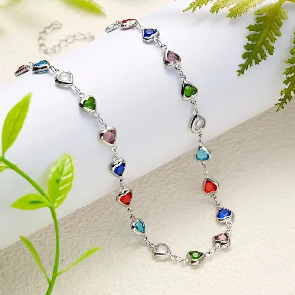 Geometric Zircon Choker Heart Detail Choker Necklace