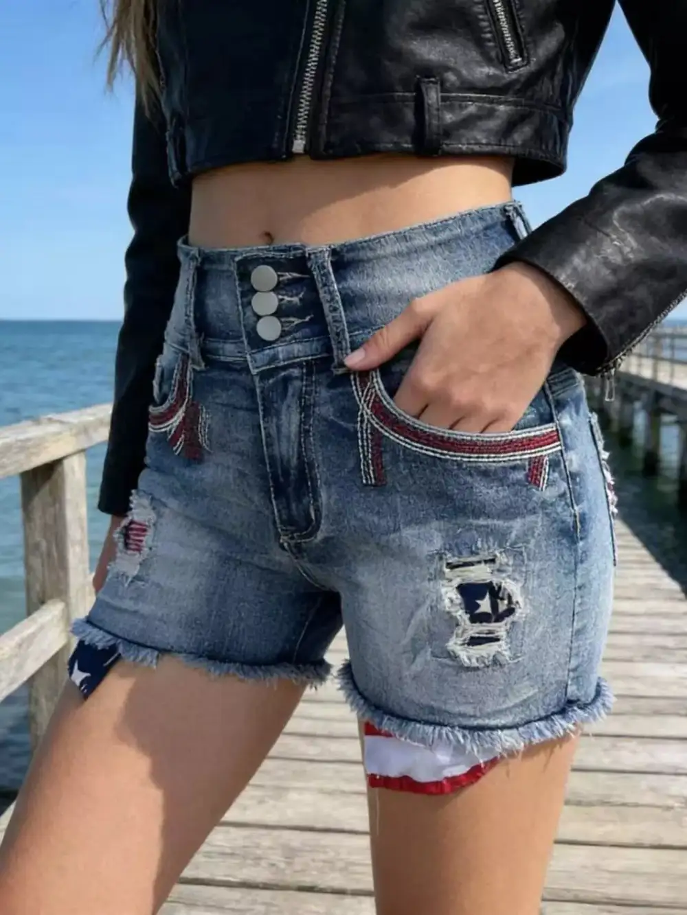Relaxed Distressed Hem Shorts