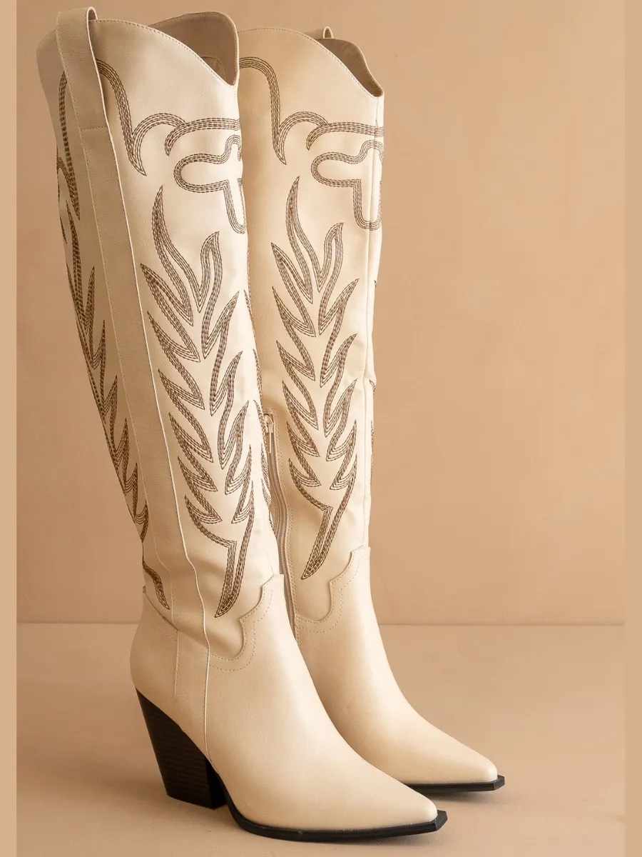 Classic Western Cowboy Embroidered Knee-High Boots