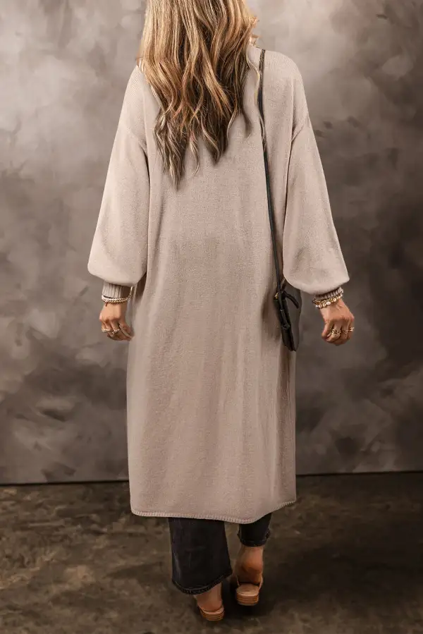 Pocketed Open Front Longline Cardigan