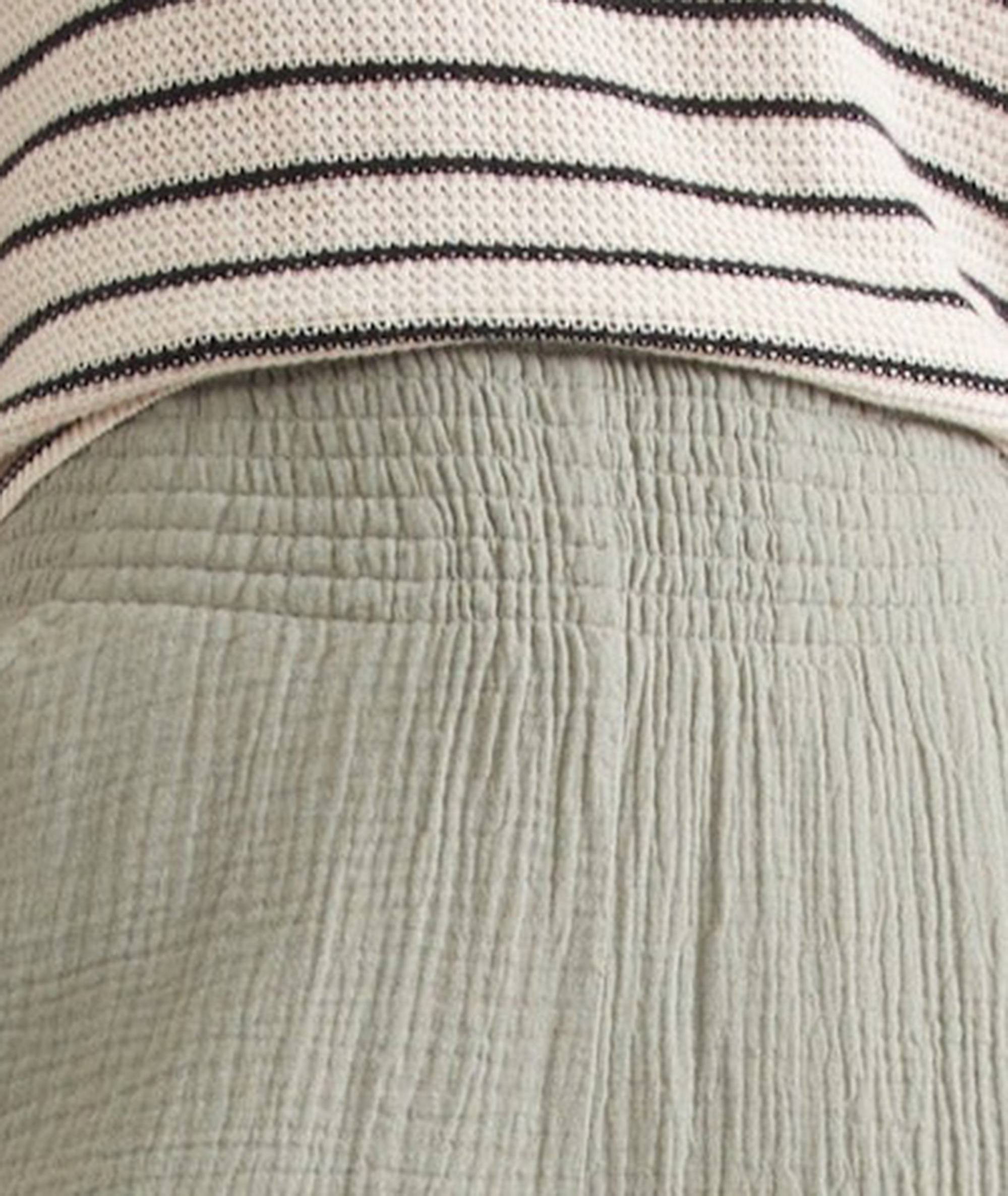 Olive Green Textured Cropped Pants