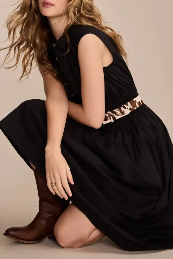 Smocked Dropped Waist Midi Dress