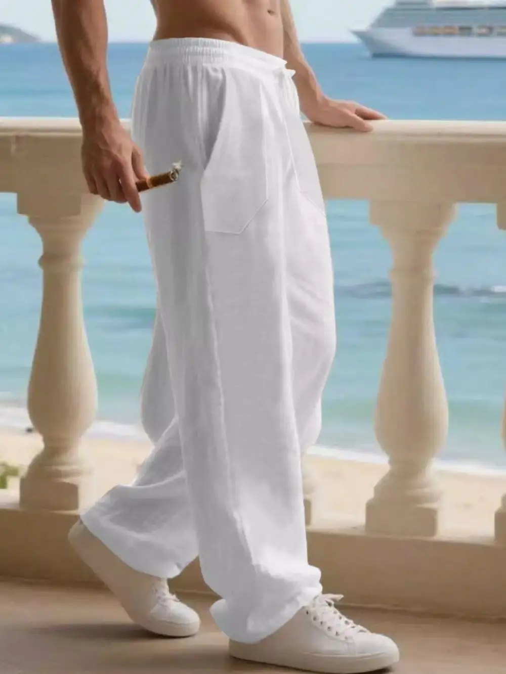 Men's Full Size Casual Loose Linen Pants Plus