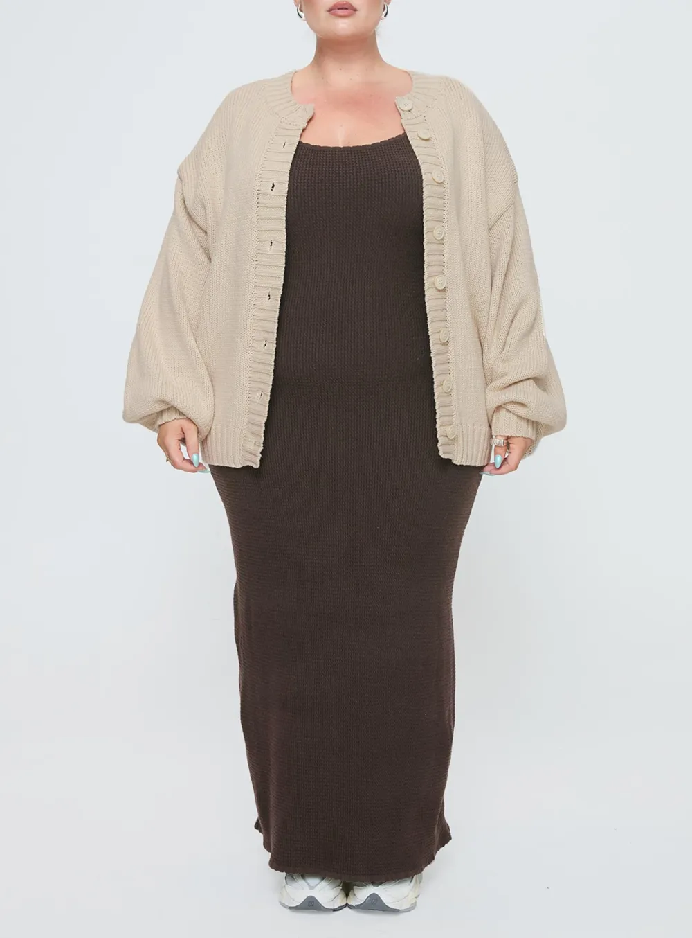 Ribbed Button Cardigan Cream