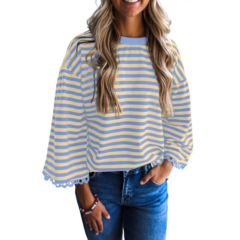 🔥Direct Factory Price - Women's Sweater Crewneck Striped Knit Pullover