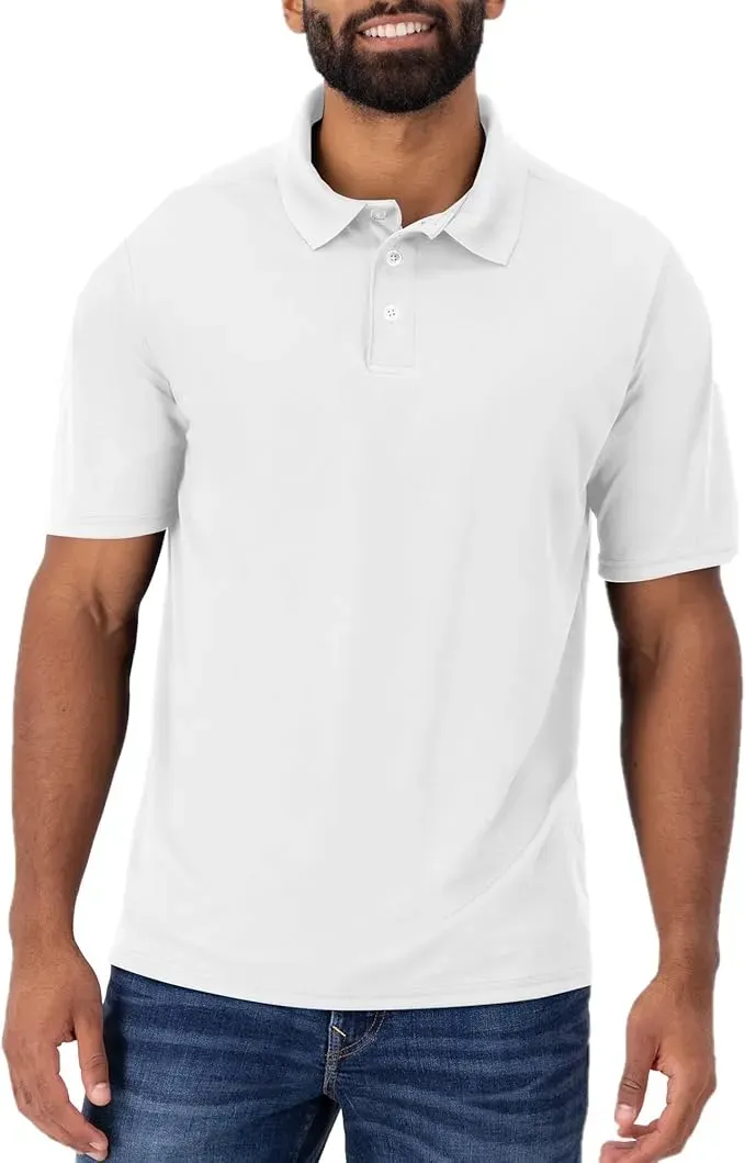 Men's Cool Short-Sleeve Polo Shirt with Three-Button Placket