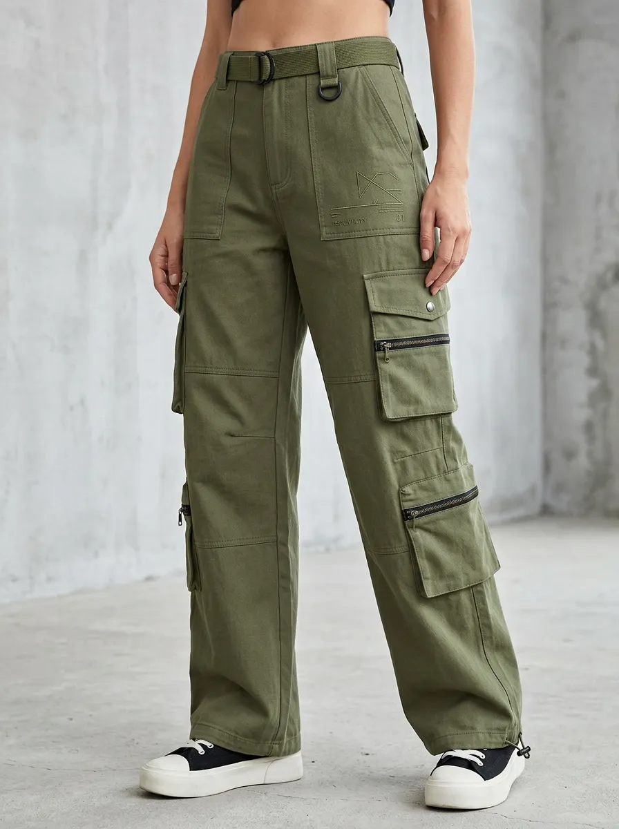 Lifestyle Multi Pocket Techwear Style Detail Women's Multi Pocket Cargo Pants