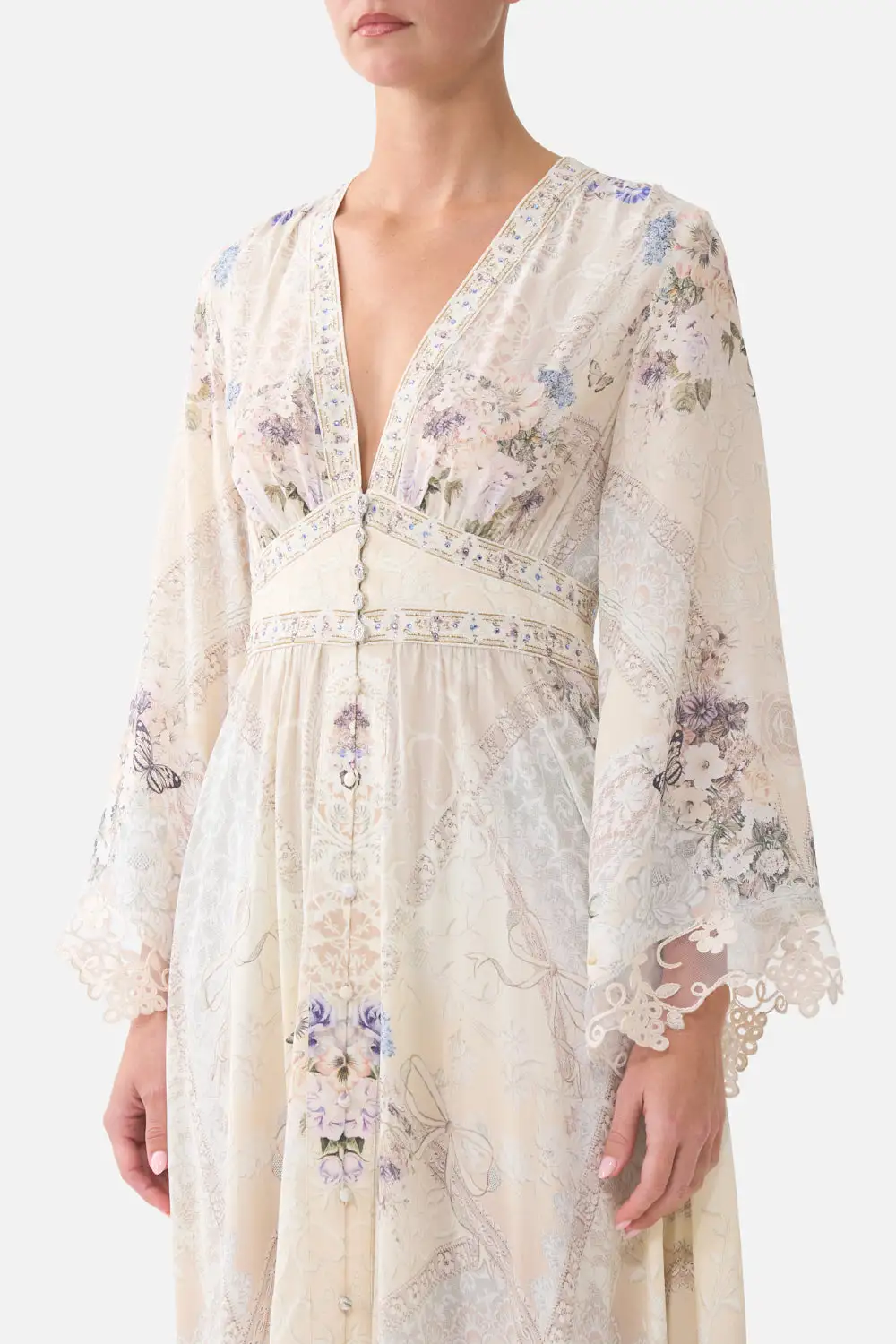Wide Sleeve Dress with Shirring Detail