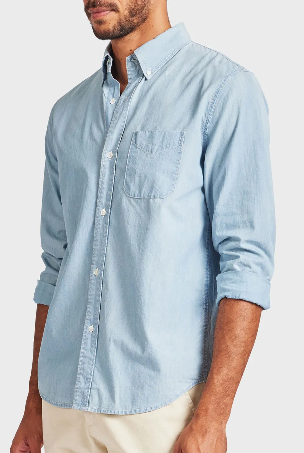Light Blue Cotton Chambray Shirt