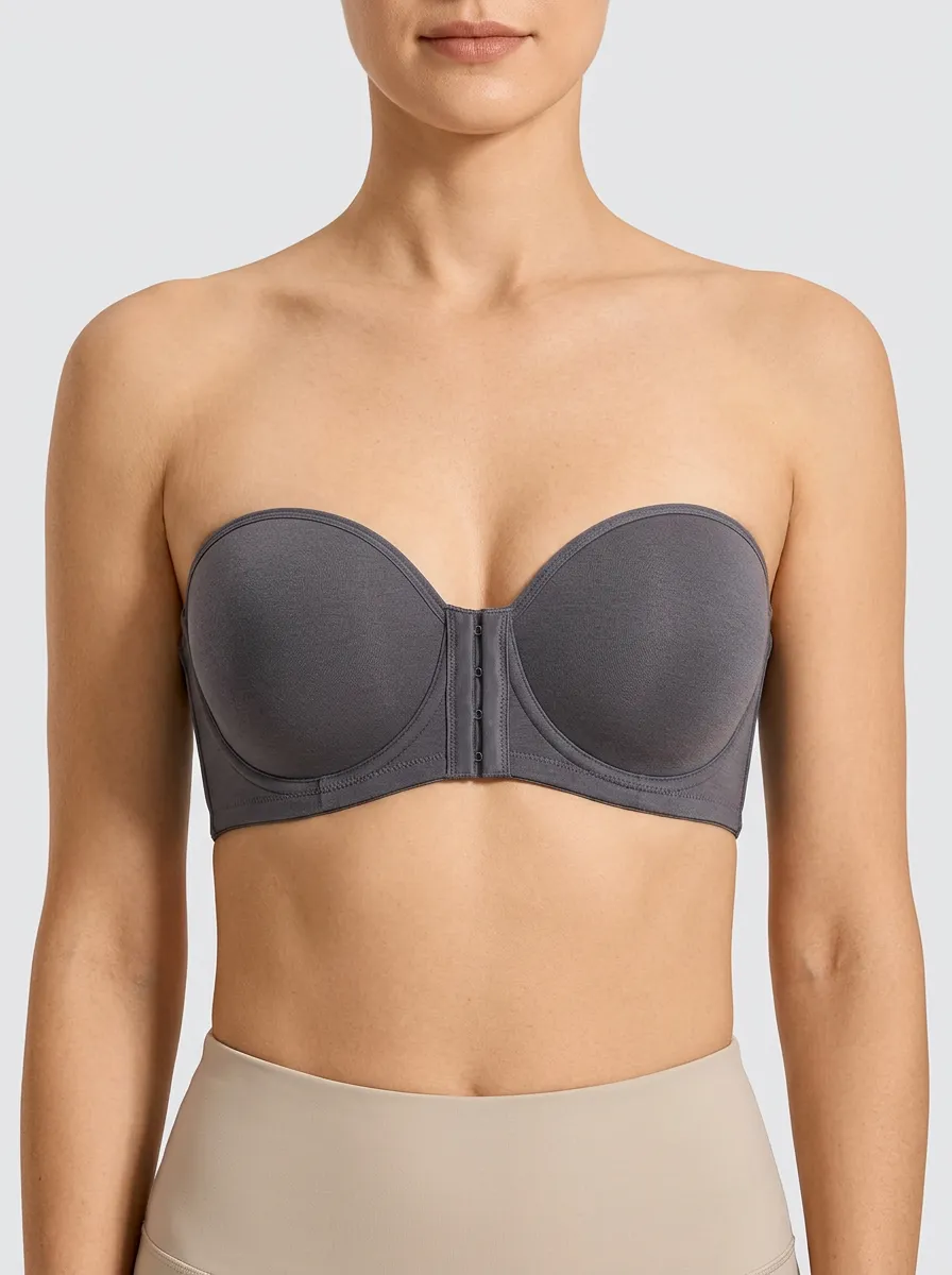 Women's Tonal-Stitch Molded-Cup Front-Closure Strapless Bra