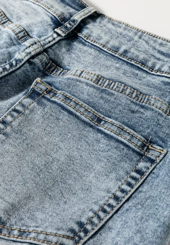 Washed Wide Leg Pocket Denim Jeans