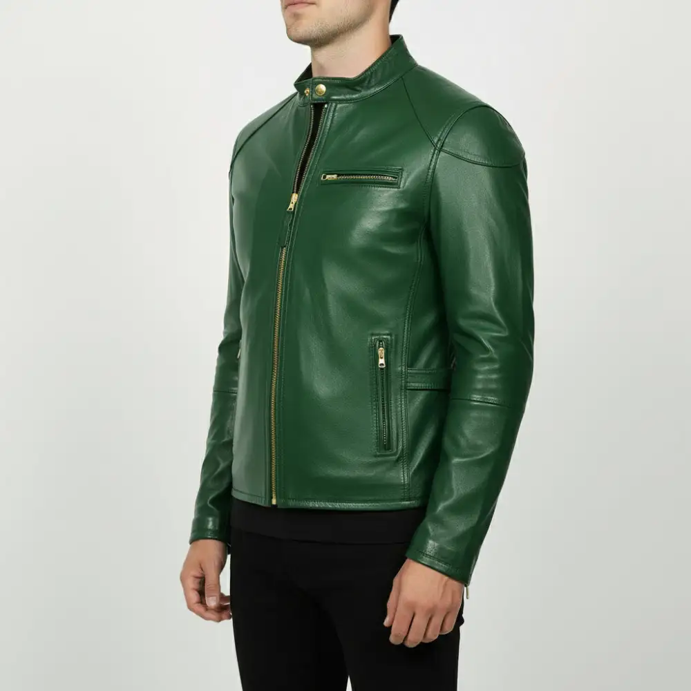Streamlined Leather Biker Motorcycle Multi Pocket Jacket